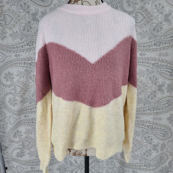 Vero Moda Colorblock amazingly soft sweater size Large Cozycore Office Pink - Picture 1 of 8